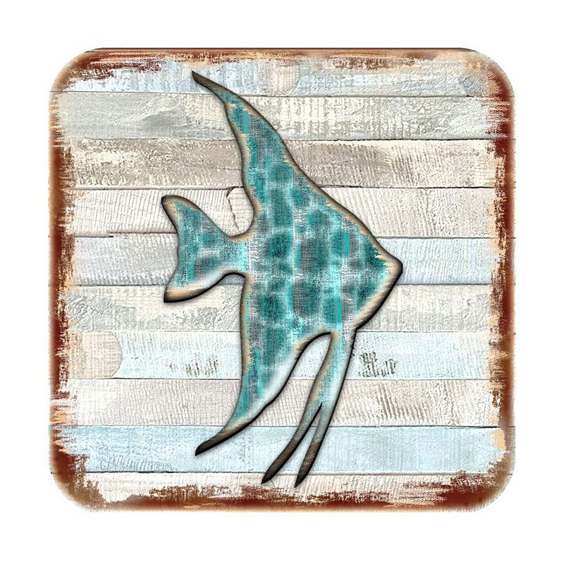 Fish Coastal Wooden Cork Coasters Gift Set of 4 by Nature Wonders