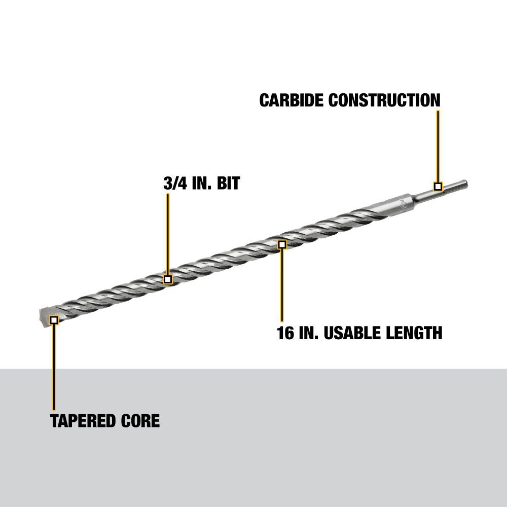 DW 3/4 in x 16 in x 18 in Rock Carbide SDS Plus Hammer Drill Bit DW5456 from DW