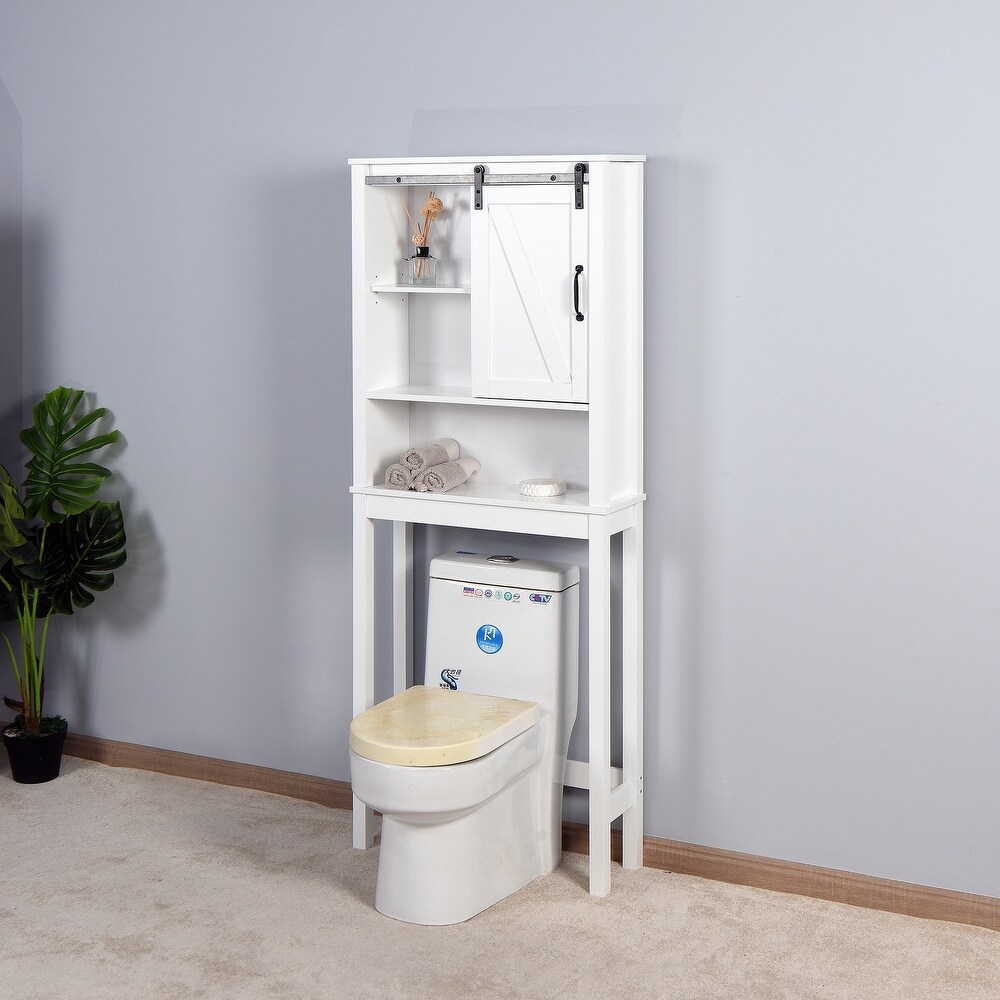 Over the Toilet Storage Cabinet with A Barn Door