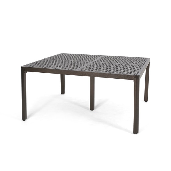 Outdoor Modern Aluminum Dining Table with Woven Accents