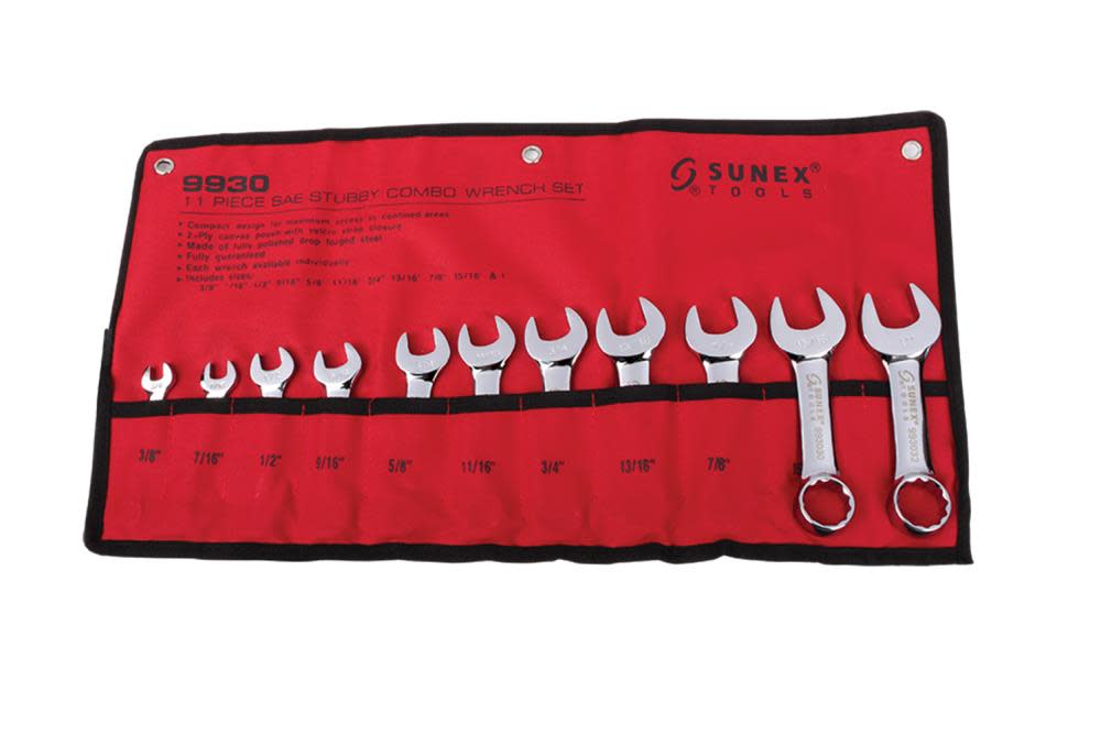 11 pc. SAE Stubby Combo Wrench Set