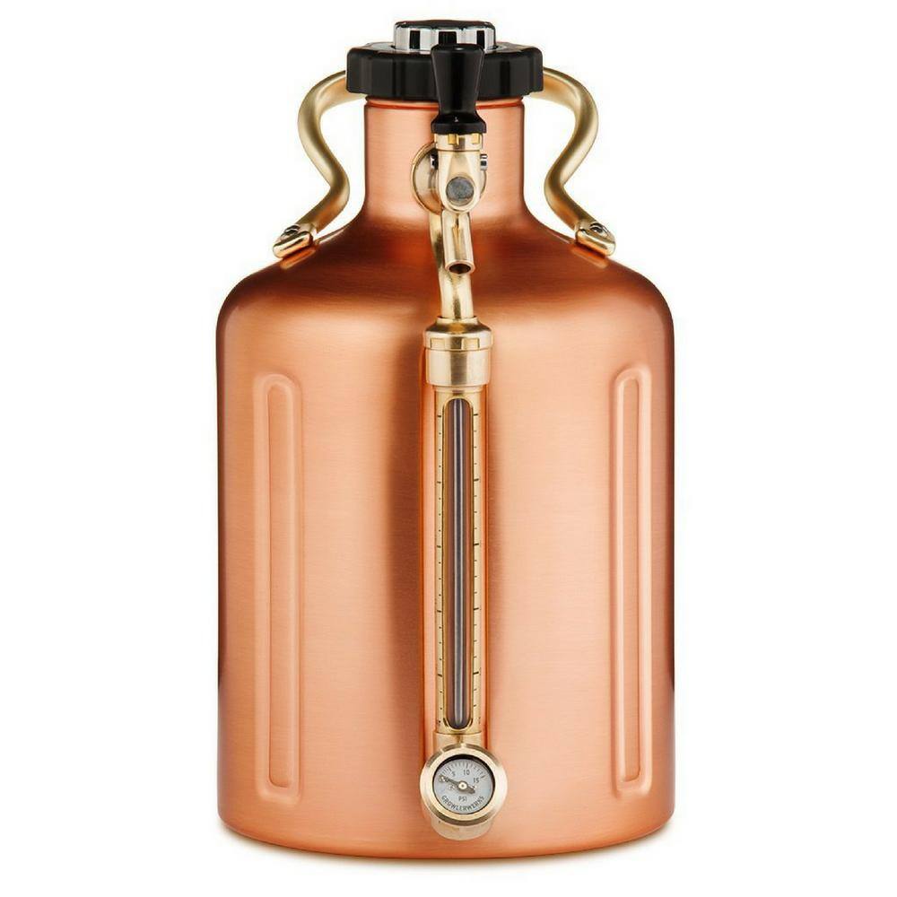 GrowlerWerks uKeg 128 oz. Copper PlatedStainless Steel Carbonated Growler GWA1002-CU-NB-00