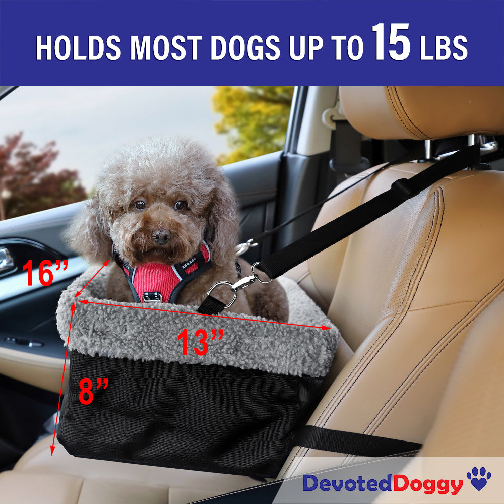 Dog Booster Car Seat， Fits Pets up to 15lbs， with Metal Frame Encasing