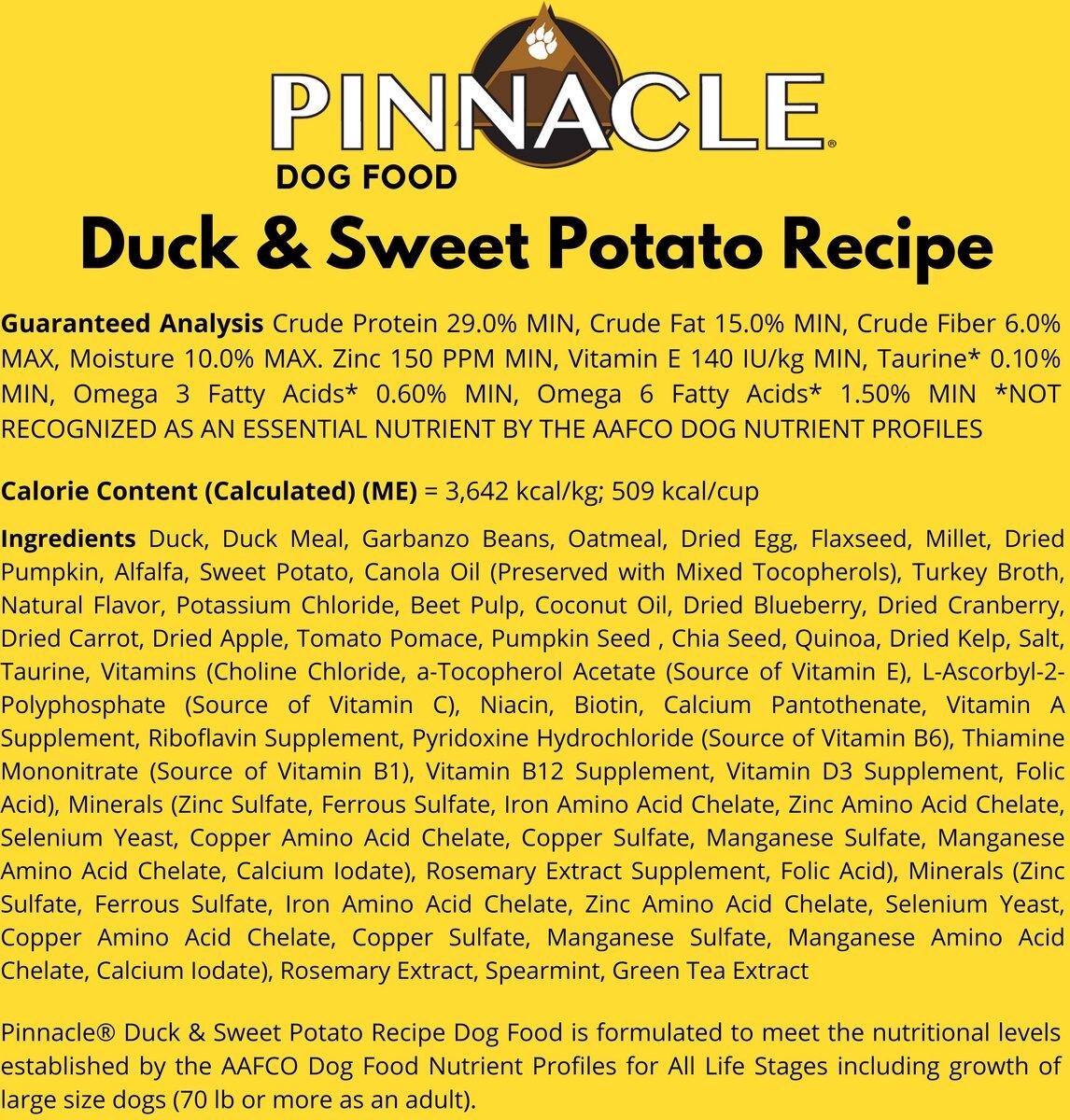 Pinnacle Duck and Sweet Potato Dry Dog Food