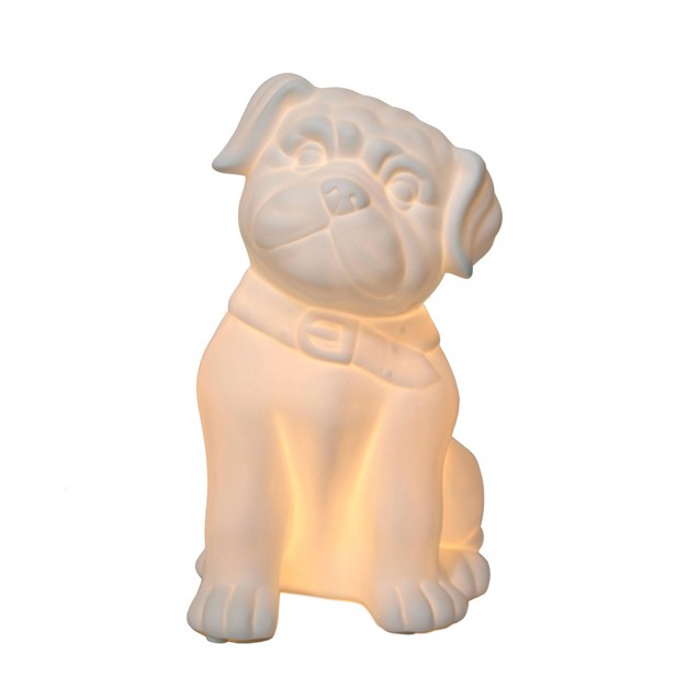 Porcelain Puppy Dog Shaped Table Lamp White Elegant Designs