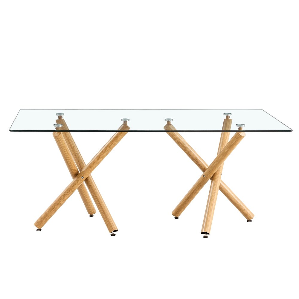 Large Modern Minimalist Rectangular Glass Dining Table   N/A