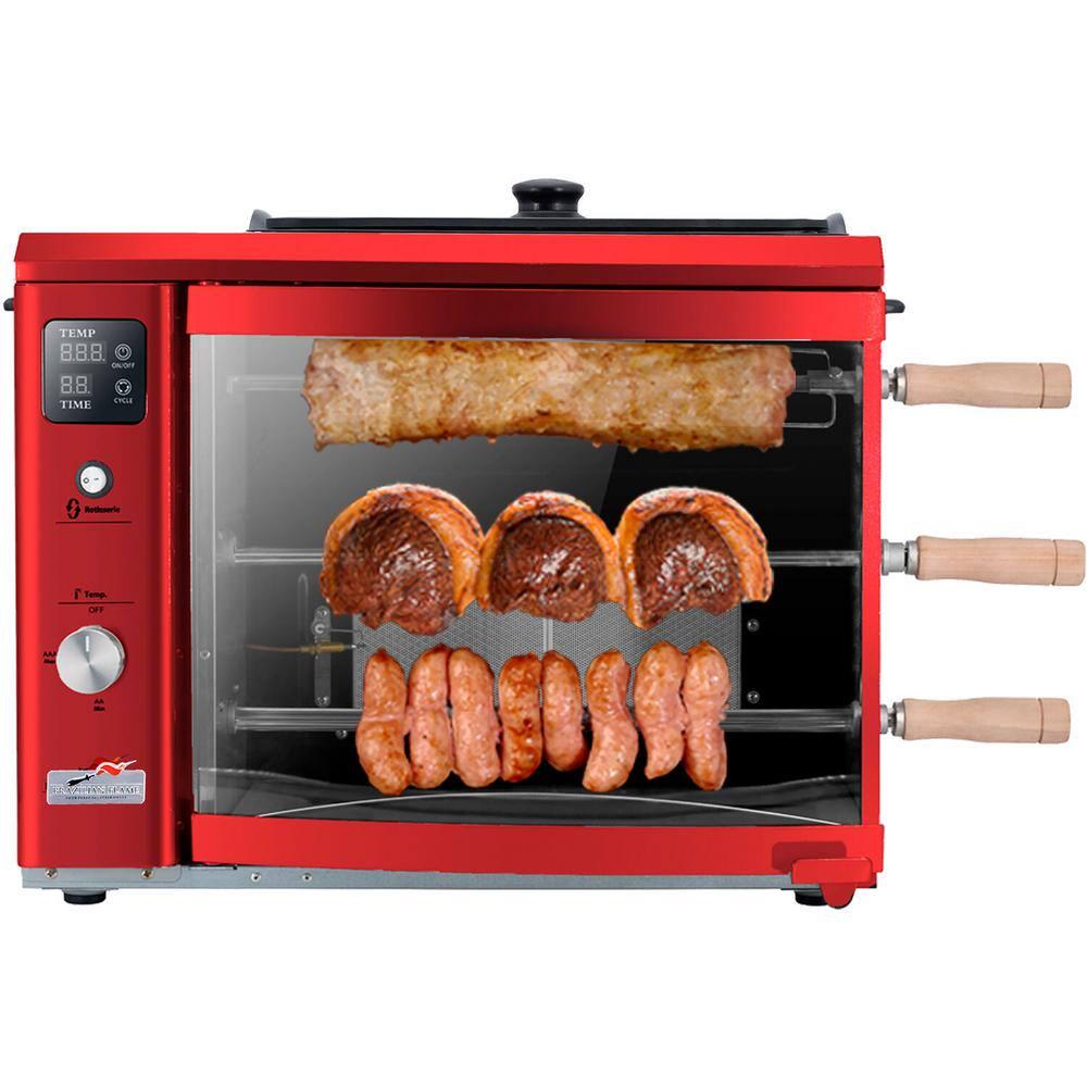 BRAZILIAN FLAME Portable Propane Gas Rotisserie Grill in Red