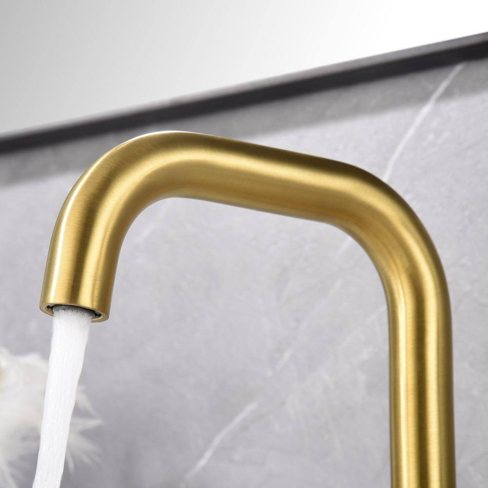 Ultra Faucets Kree Single Hole Single-Handle Bathroom Faucet Rust and Spot Resist with Drain Assembly in Brushed Gold UF30708