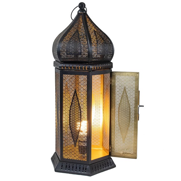 Black And Gold Moroccan Style Lantern Table Lamp