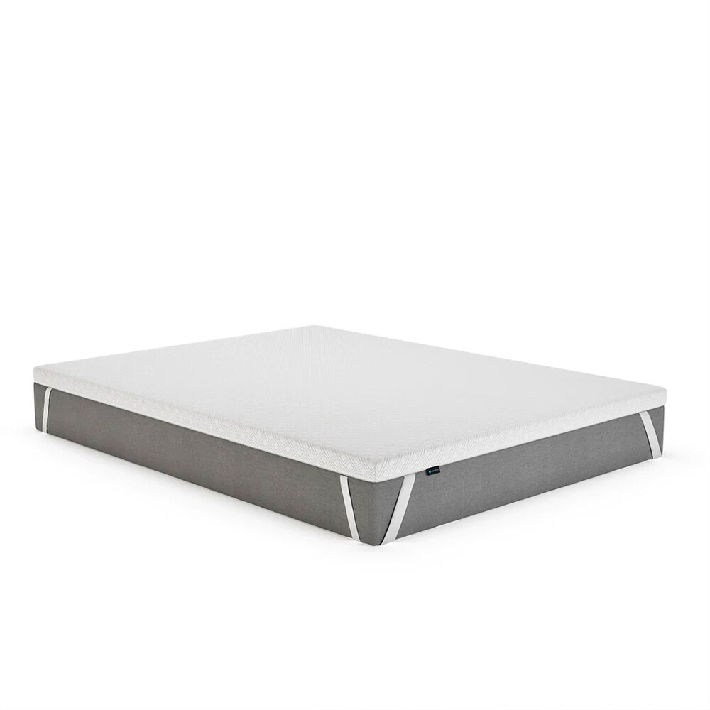 FlexPedic Flex Fresh 2 Inch Gel Infused Memory Foam Mattress Topper  Full Size   White