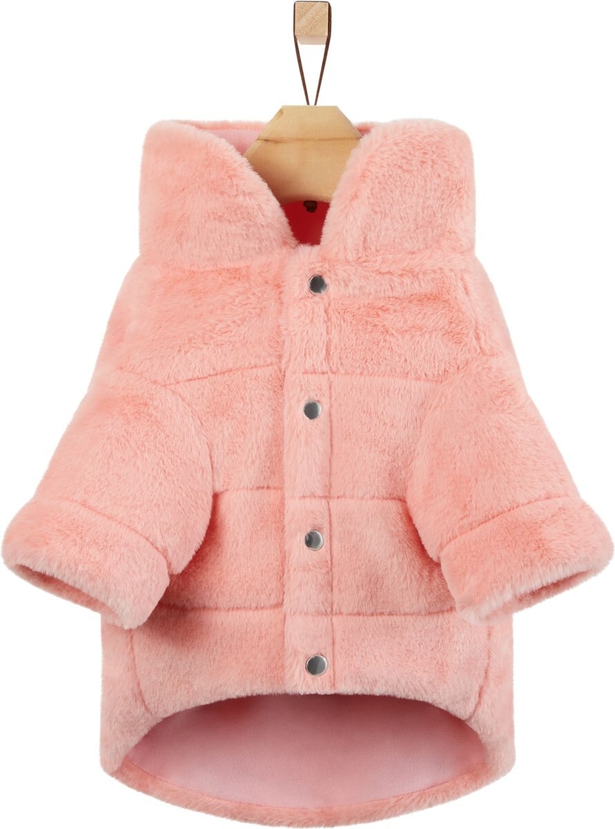 Frisco Lightweight Faux Fur Pink Puffer Dog and Cat Coat