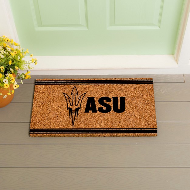 Evergreen Arizona State University Logo Turf Mat Brown 28 X 16 Inches Indoor Outdoor Doormat