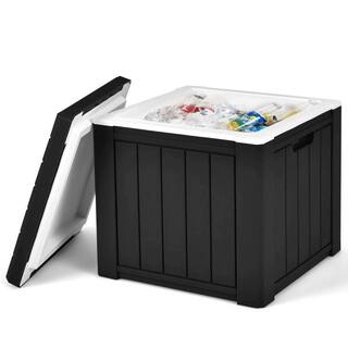 ITOPFOX 3-In-1 Patio 10 Gal. Ice Cube Cooler Box Table Stool Storage WHandle H2SA22OT020