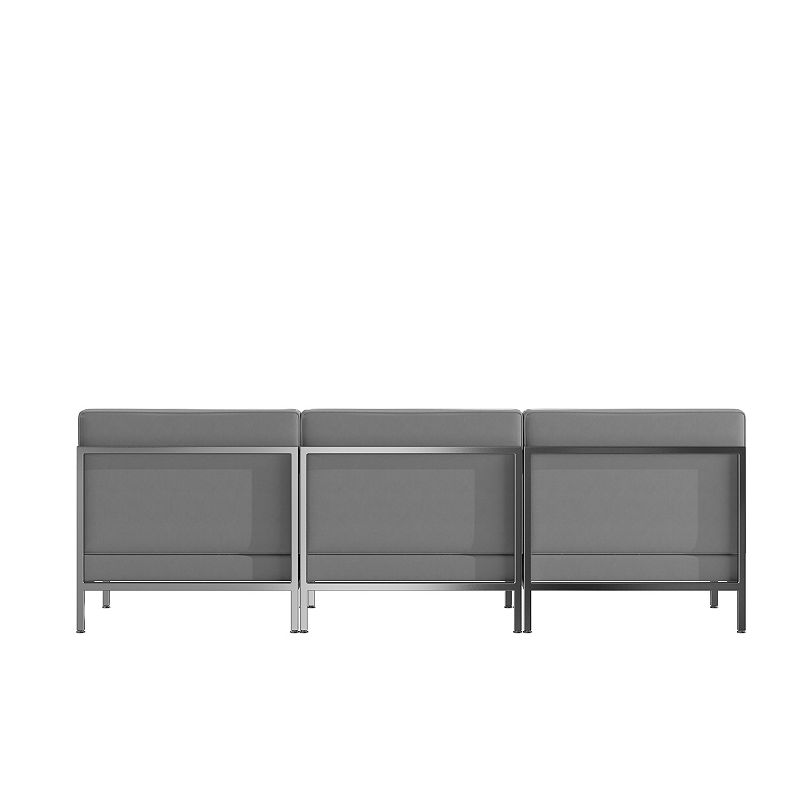 Emma and Oliver 3 Piece Gray LeatherSoft Modular Reception Lounge Set - Reception Bench