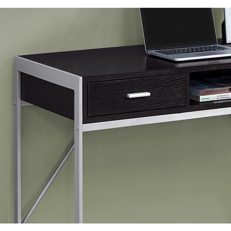 48 Brown and Silver Contemporary Computer Desk