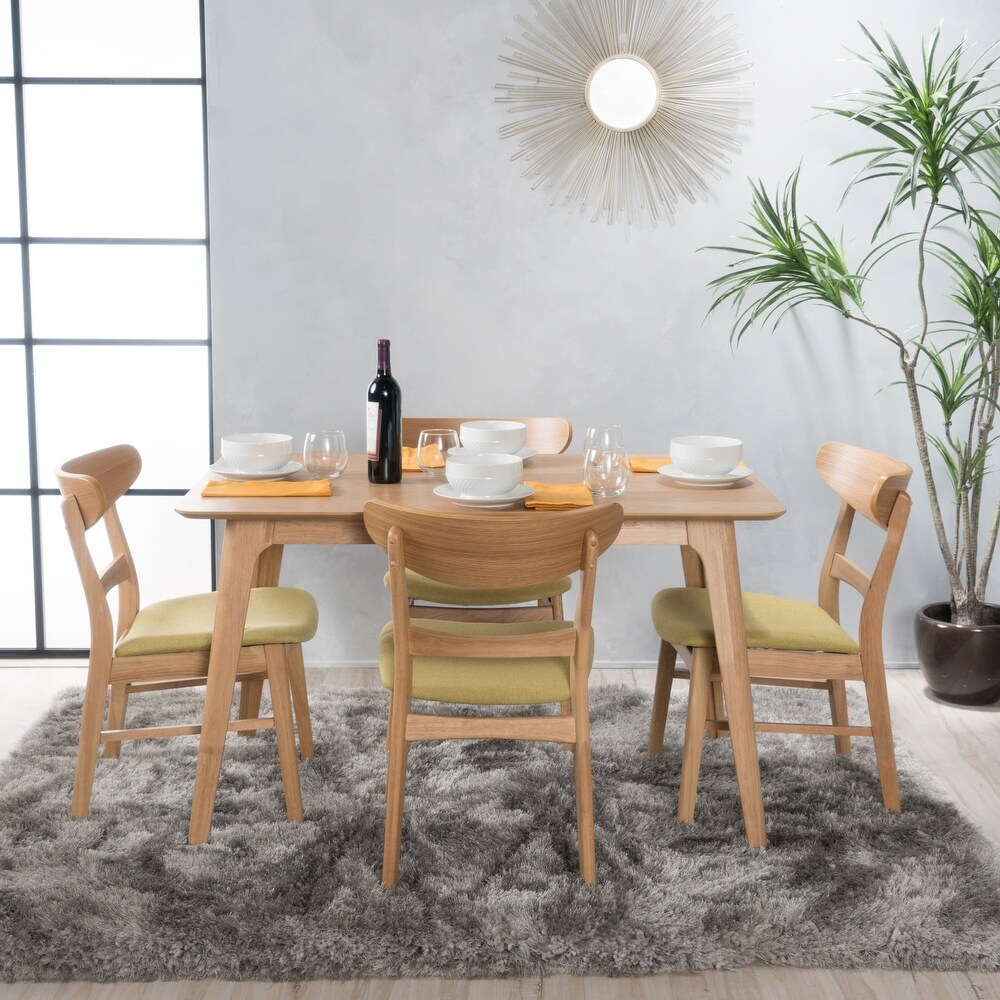 Idalia Fabric and Rubberwood 5 piece Wood Rectangular Dining Set by Christopher Knight Home