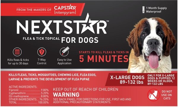 NextStar Flea and Tick Spot Treatment for X-Large Dogs， 89-132 lbs