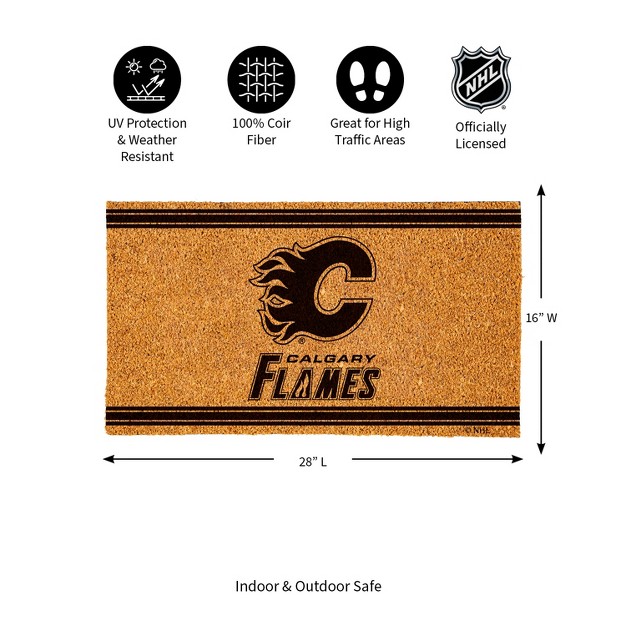 Evergreen Calgary Flameslogo Natural Coir 28 X 16 Inches Indoor Outdoor Doormat