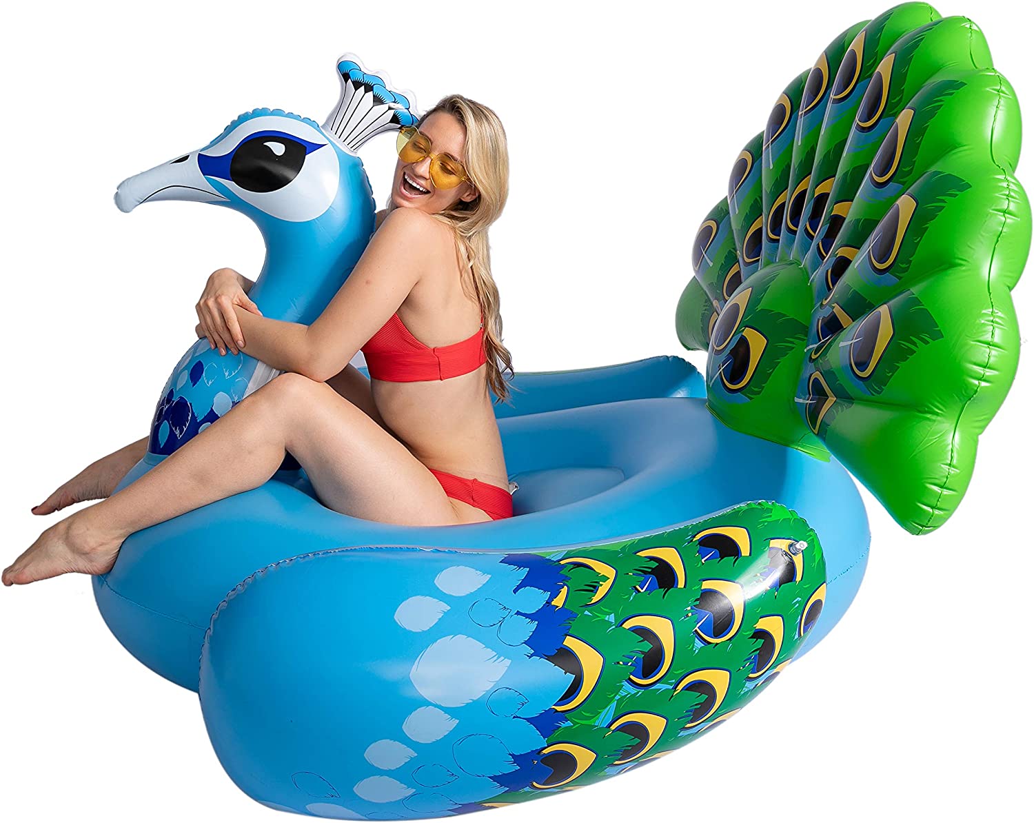 JOYIN Inflatable Peacock Pool Float， Fun Beach Floaties， Swim Party Toys， Pool Island， Summer Pool Raft Lounge for Adults and Kids