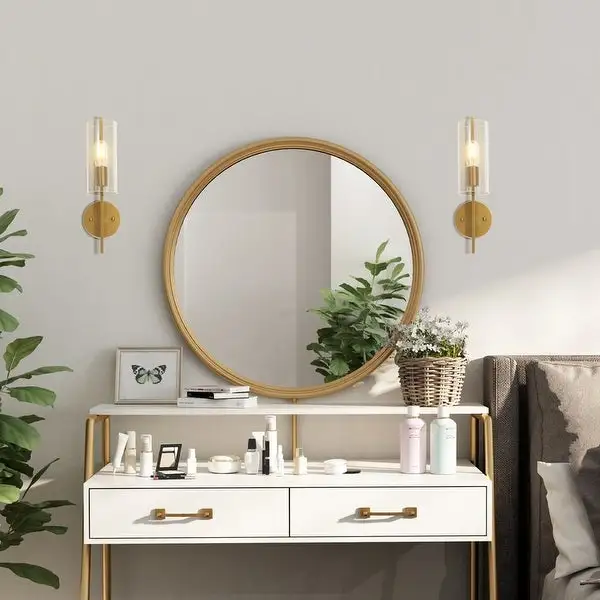 Velus Modern Contemporary Gold 1-light Long Bar Bathroom Vanity Light Glass Wall Sconce