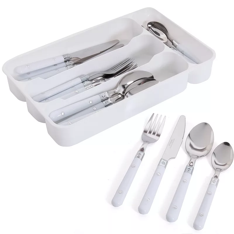 Gibson Casual Living 24-Piece Flatware Set， White