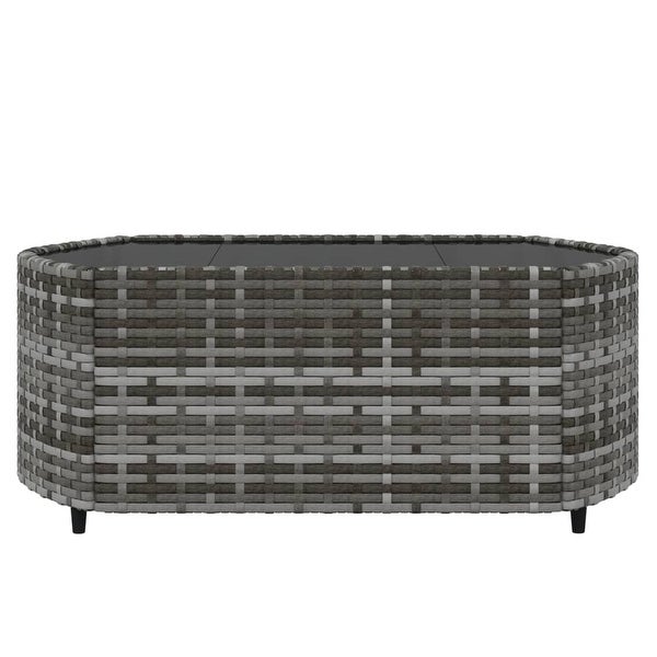 3 Piece Patio Lounge Set with Cushions Gray Poly Rattan - Overstock - 37845164