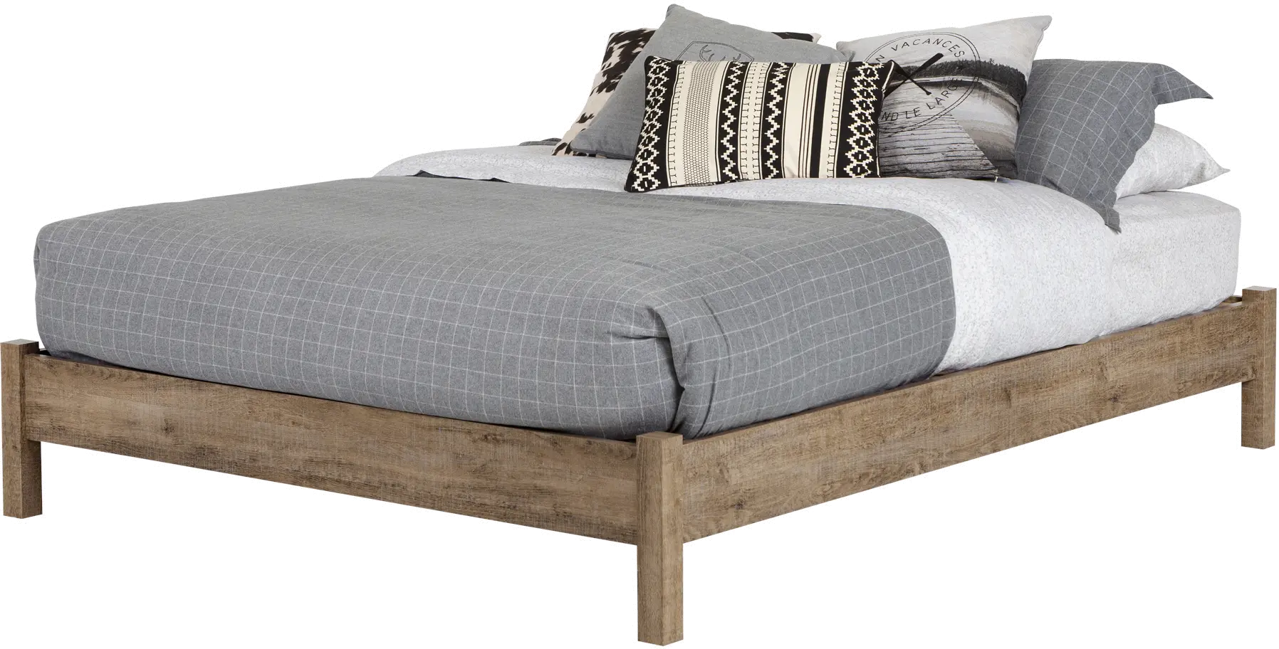 Weathered Oak Full Platform Bed - South Shore