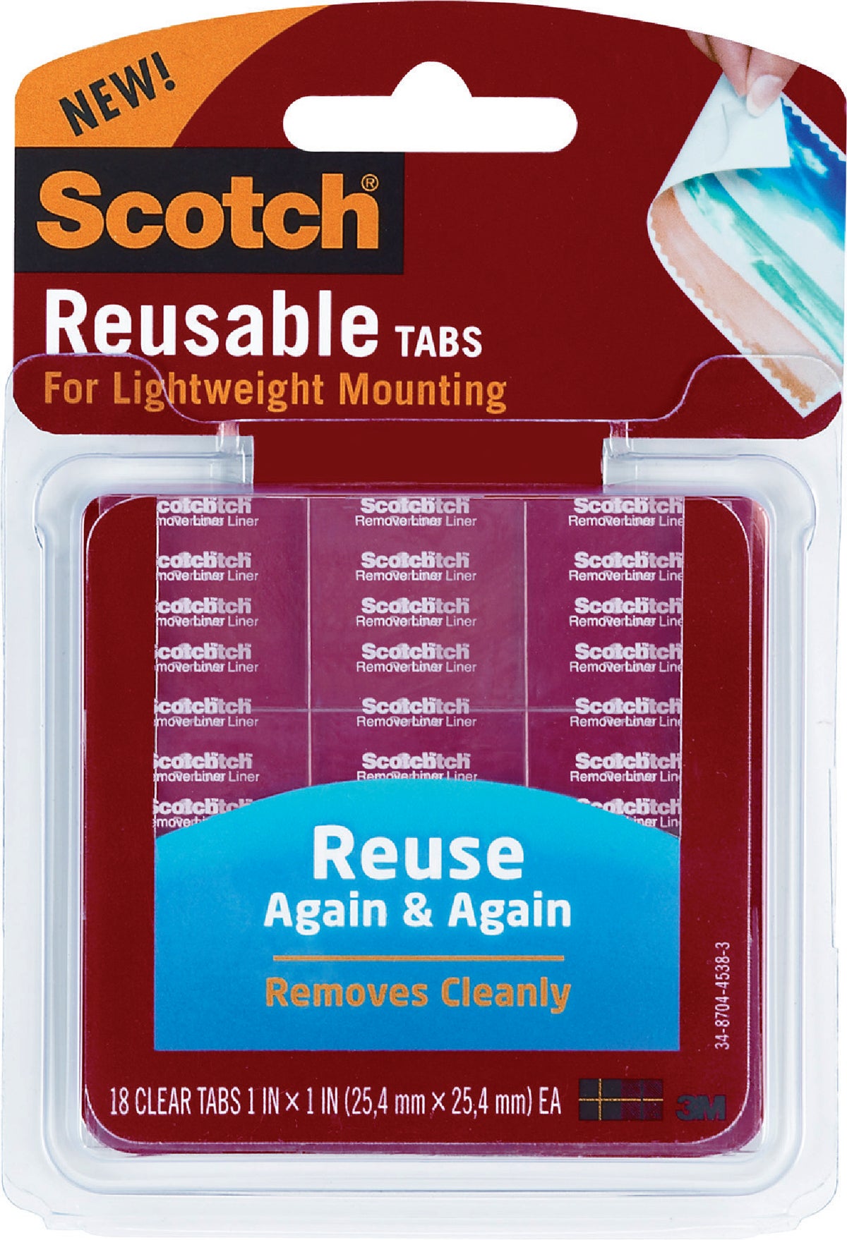 Scotch Reusable Mounting Tabs Up To 1 Lb. Clear