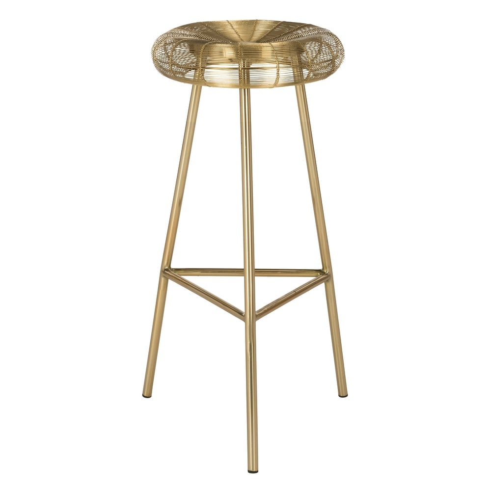 SAFAVIEH 30 inch Addison Wire Weaved Contemporary Bar Stool   Gold   14\