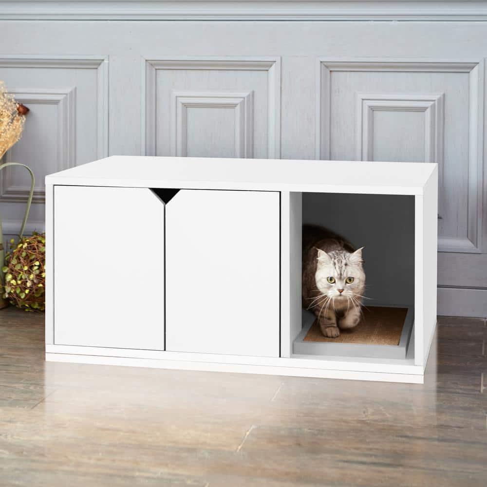 Way Basics Eco zBoard White Modern Cat Litter Box Enclosure Furniture PET-LITTER-WE