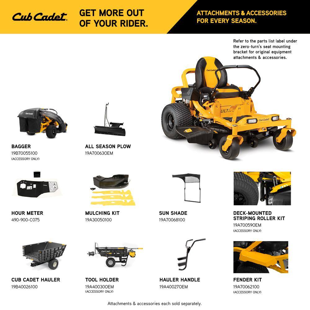 Cub Cadet Ultima ZT1 50 in. Fabricated Deck 23HP V-Twin Kawasaki FR Series Engine Dual Hydro Drive Gas Zero Turn Riding Lawn Mower Ultima ZT1-50