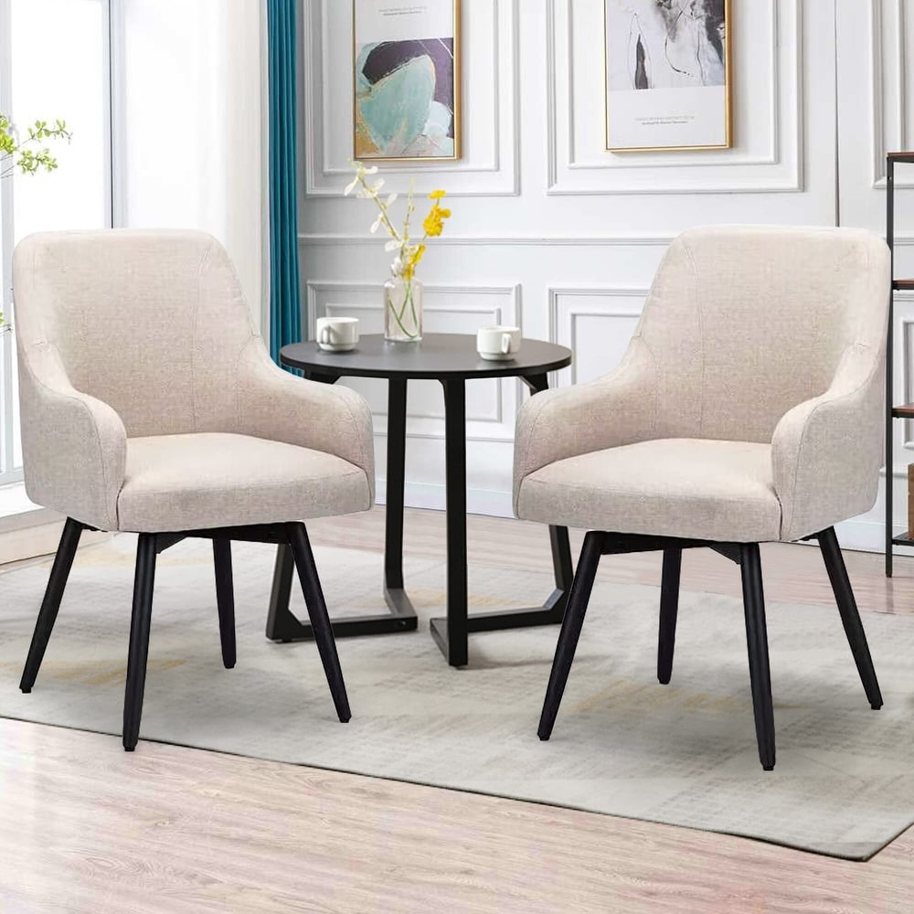 Swivel Dining Chairs Set of 2 Upholstered Accent Chairs Living Room Chairs Desk Office Arm Chair