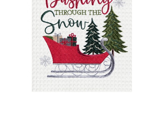 X 18 quot Christmas Holidy quot dashing Through The Snow quot Sentiment Cotton Waffle Weave Kitchen Dish Towel