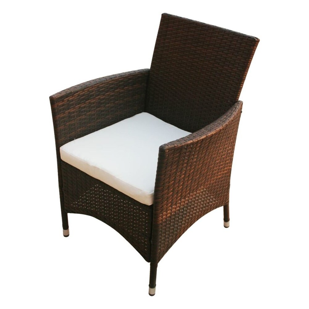 vidaXL 9 Piece Patio Dining Set with Cushions Poly Rattan Brown   74.8\