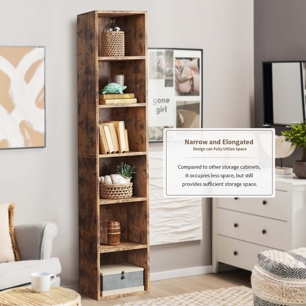 Tall Narrow Bookshelf  6 Tier Cube Display Rack