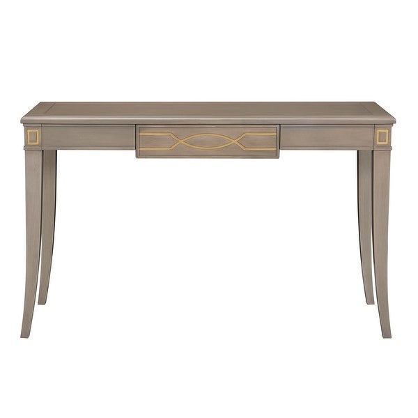 Dauphin Gold Accent Console Vanity Table， Grey Cashmere Wood