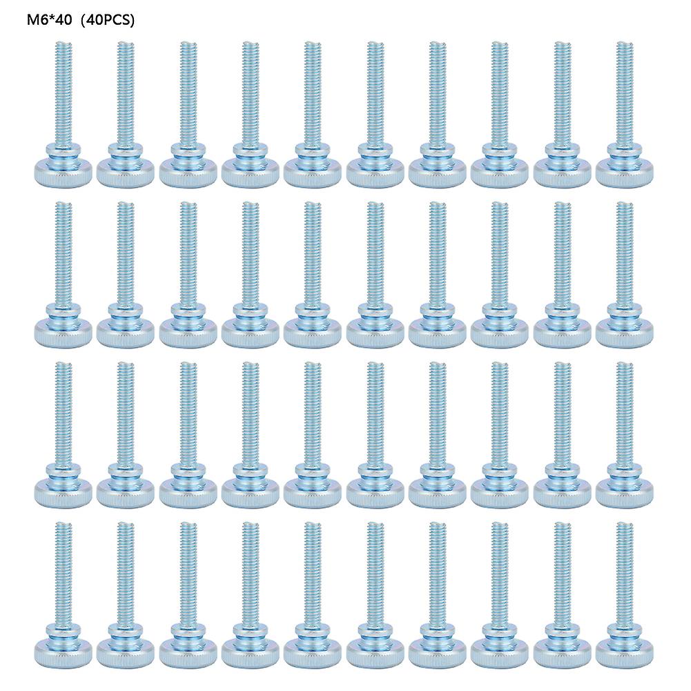 40pcs M6 Zinc Plated Carbon Steel Flat Knurled Head Bolts Thumb Screws (m6*40)