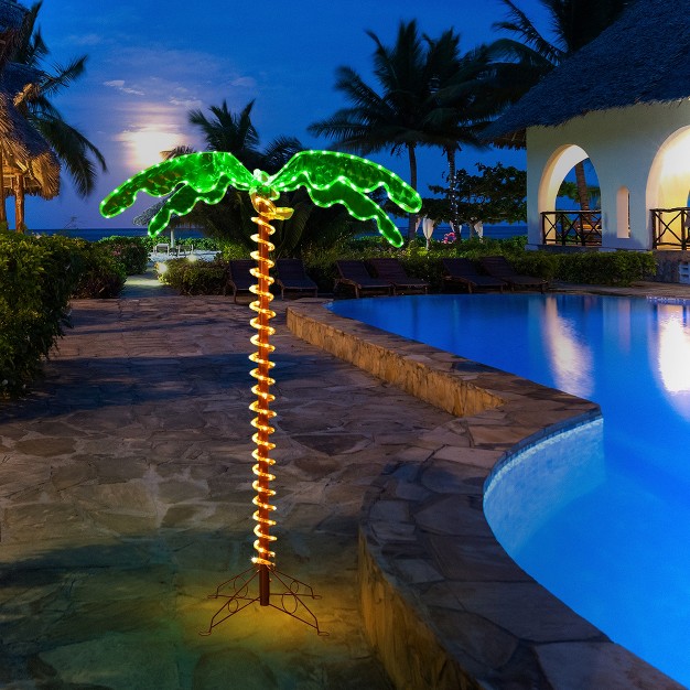 Costway 5ft Pre lit Led Rope Light Palm Tree Hawaii style Holiday Decor W 198 Led Lights