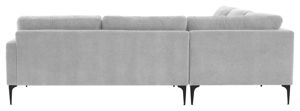 Serena Gray Velvet L Sectional With Black Legs   Midcentury   Sectional Sofas   by First of a Kind USA Inc  Houzz