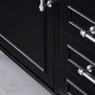 Home Decorators Collection Aberdeen 60 in. W x 22 in. D x 34.5 in. H Bath Vanity in Black with White Carrara Marble Top Aberdeen 60B