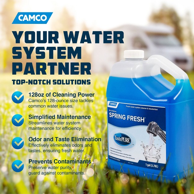 Camco 40207 Tastepure Spring Fresh 128 Ounce Versatile Water System Cleaner Deodorizer And Dewinterizing For Rvs And Marine Vessels