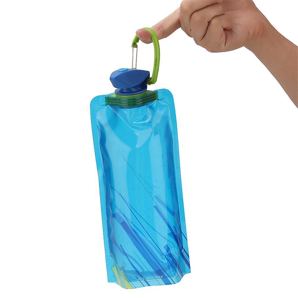 700ml Portable Folding Water Storage Bag Drink Bottle For Outdoor Camping Hiking(blue)