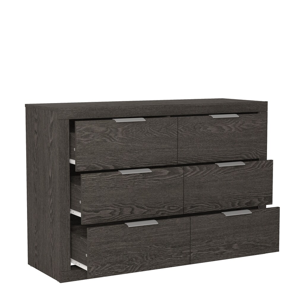 GALANO Harlowin 6 Drawer Dark Gray Oak Dresser 31.7 in. × 46.5 in. × 16.1 in.