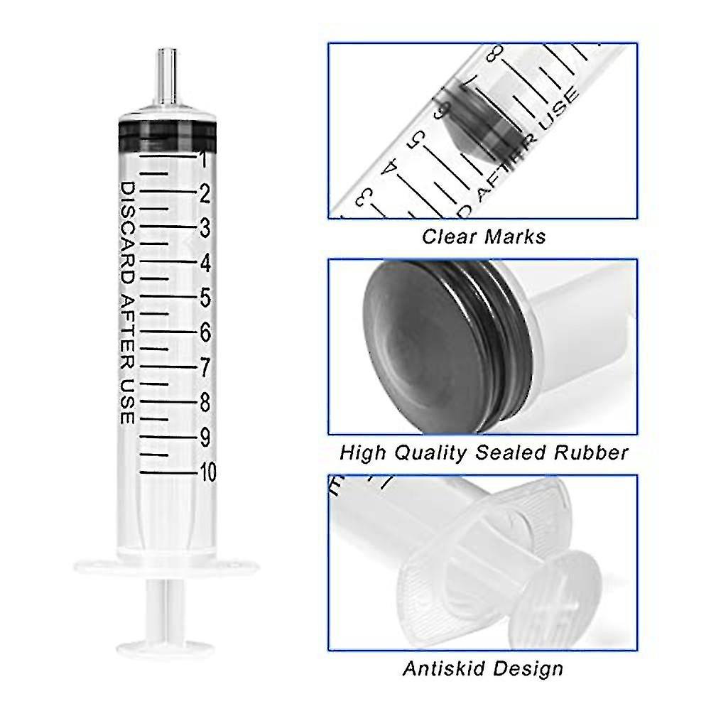 40pack 10ml/cc Plastic Syringe With Measurement For Scientific Labs， Measuring Liquids， Feeding Pet