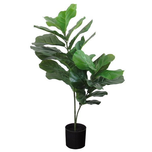 3ft Artificial Fiddle Leaf Fig Tree Plant in Black Pot