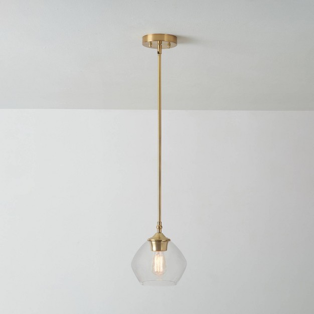 Harrow 1 light Matte Brass Pendant Lighting With Clear Glass Shade Globe Electric