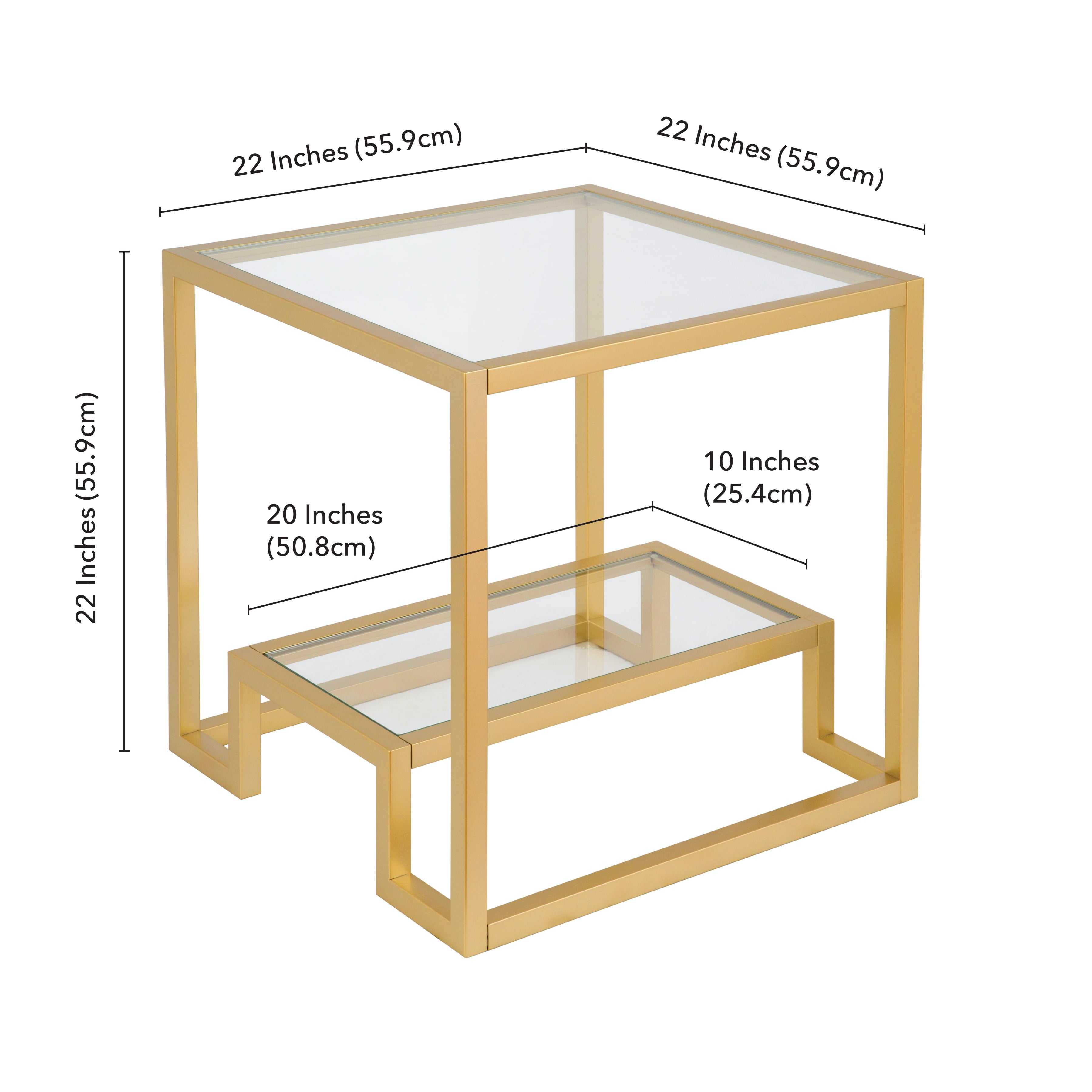 Evelyn&Zoe Contemporary Side Table with Glass Top and Shelf