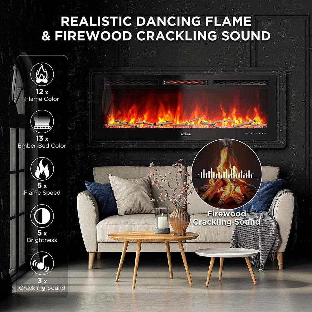 TURBRO 50 in. WiFi Electric Radiant Fireplace with Crackling Sound 1500-Watt Infrared Quartz Heater App  Voice Control INF50W-3D