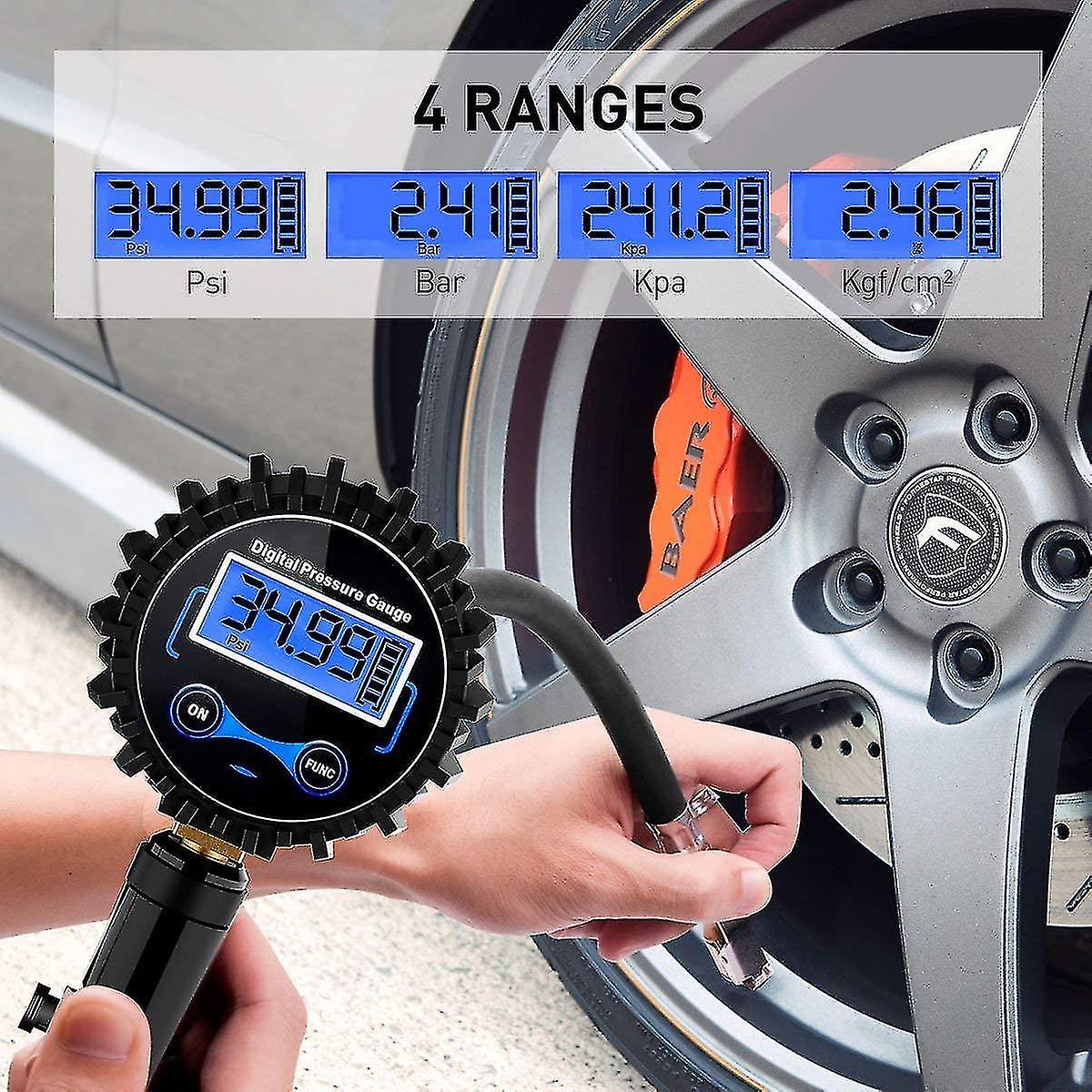 Digital Tire Gauge 250 Psi， Highly Digital Tire Pressure Gauge With Inflation Gun