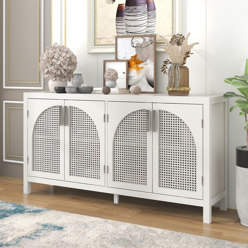 Large Storage Space Sideboard with Rattan Door